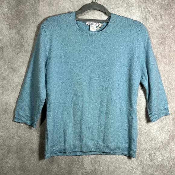 LouLou‎ Sweater Womens Medium Blue Wool Angora Cashmere Blend Knit Pullover NEW - Picture 1 of 8